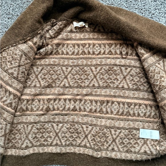 Lucky Brand Brown Western Shawl Collar Geometric Cardigan Size M - Picture 5 of 9